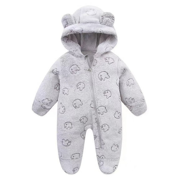 Baby Onesies For Baby Boy Romper Soft Snowsuit Coat Bear Suit Fleece Warm Spring Newborn Outfit Infant One Piece Jumpsuit Grey 6-9 Months