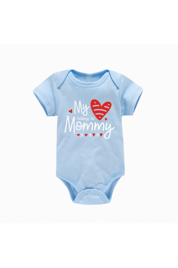 Baby Onesies Girl Baby Girl Boy Romper My Heart Belongs To Mommy Print Short Sleeve Valentine's Day Romper Bodysuit Toddler