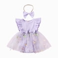 thumbnail image 1 of Baby Onesies Girl Baby Girls Romper Dress Summer Jumpsuits Clothes Knitted Tutu Mesh Floral Skirt with Headband, 1 of 4