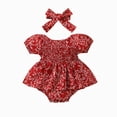 thumbnail image 1 of Baby Onesies Girl Baby Girls Romper Floral Ruffle Sleeve Pleated Smocked Bubble One-Piece Ruched Jumpsuit Summer Bodysuit, 1 of 8