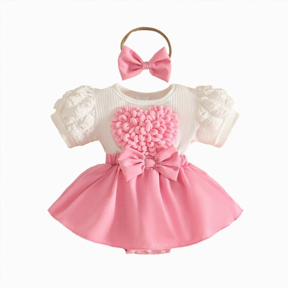 Baby Onesies Girl Baby Girls Summer Breathable Bodysuits Cute Heart Print Bodysuits