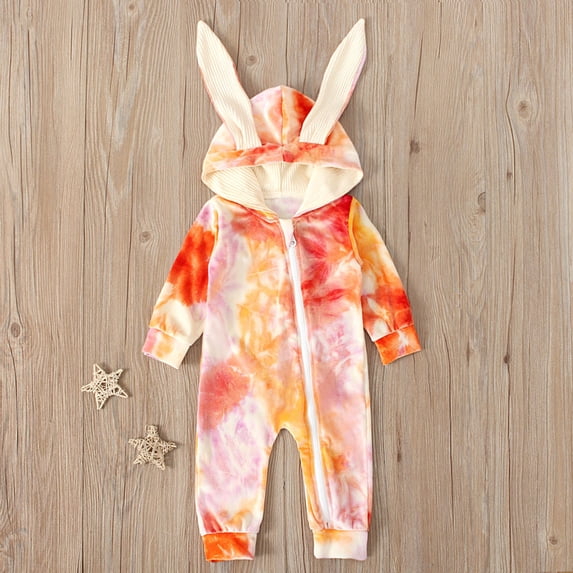 Baby Onesies Girl Boys Velour Hooded Jumpsuit Zipper Front Long Sleeve Romper Girls Romper Orange 59