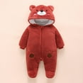 thumbnail image 1 of Baby Onesies Girl Newborn Bear Fleece Snowsuit Hooded Winter Jumpsuit Baby Bodysuit Red 3-6 Months, 1 of 9