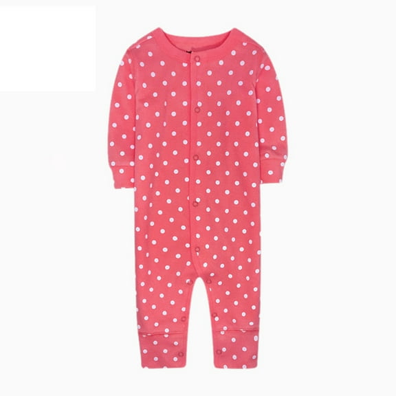 Baby Onesies Girl Footless Pjs Print Romper Button Jumpsuit Onesies Baby Clothes Girls Hot Pink 3 Months-6 Months