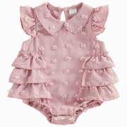 Baby Onesies Girl Newborn Outfits Baby Girl Clothes Summer Fly Sleeve Floral Embroidery Romper Ruffle Bodysuit Jumpsuit One-Piece