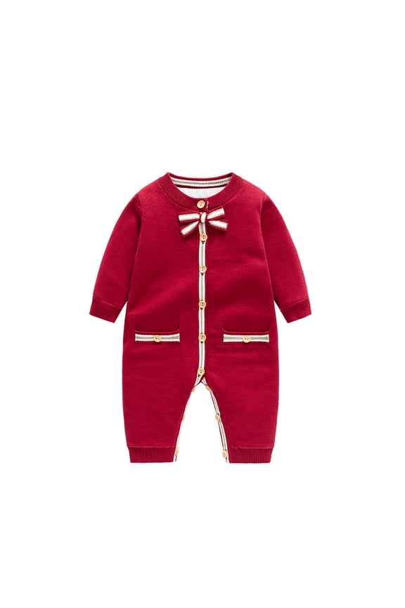 Baby Onesies Girl Winter Footless Pjs Onesies Bodysuit Lined Knit Warm Romper Footless Pajamas Baby Girl Red 18 Months-24 Months