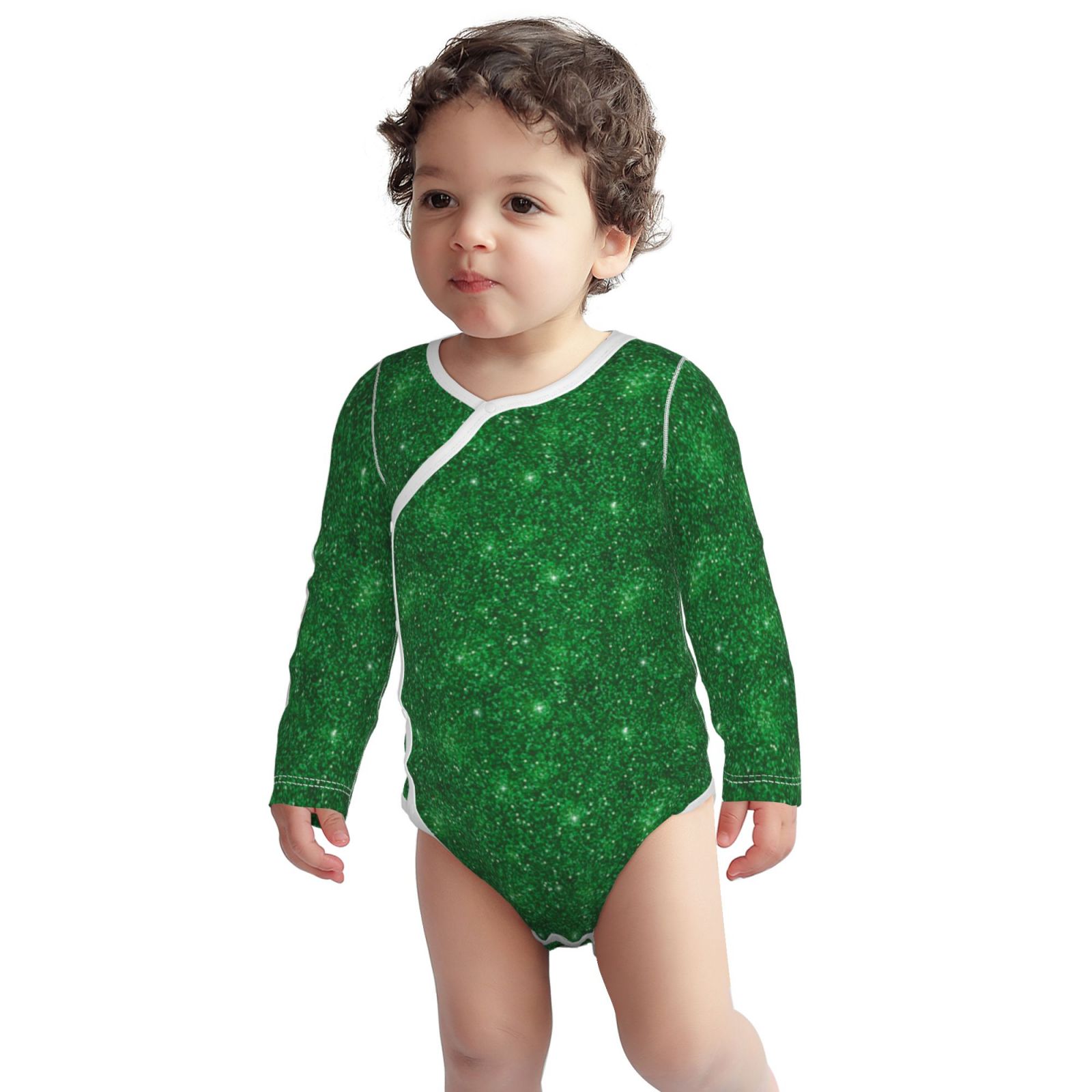 Baby Onesies Green lightning Glitter C Long Sleeve Onesies Girl Boy