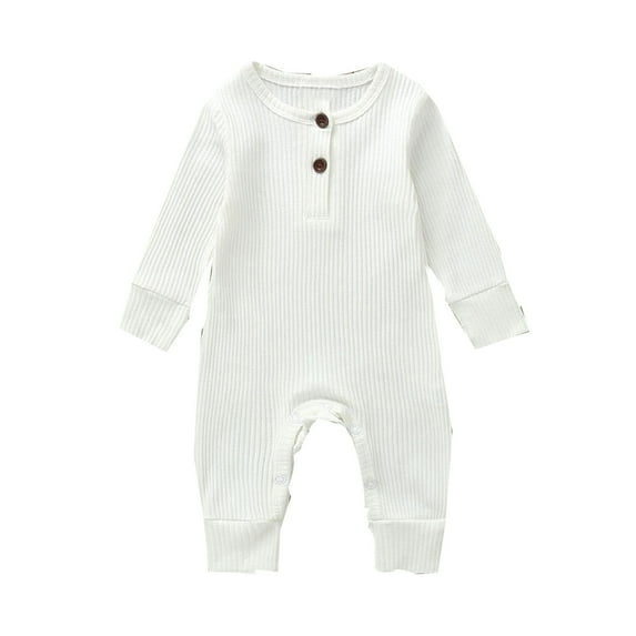 Baby Onesies Long Sleeve Boys Girls Ribbed Solid Color Jumpsuit Outwear Clothes Neutral Baby Clothes E 0 Months-3 Months