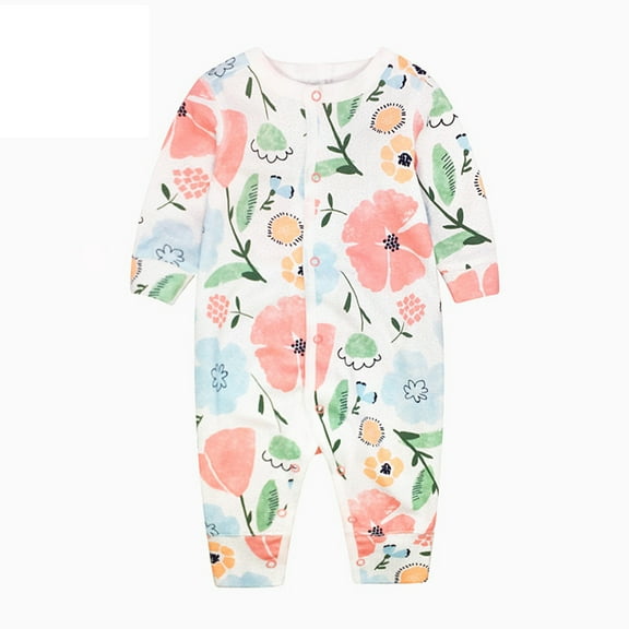 Baby Onesies Footless Pjs Print Romper Jumpsuit Button Onesies Baby Girl Fall Clothes Green 18 Months-24 Months