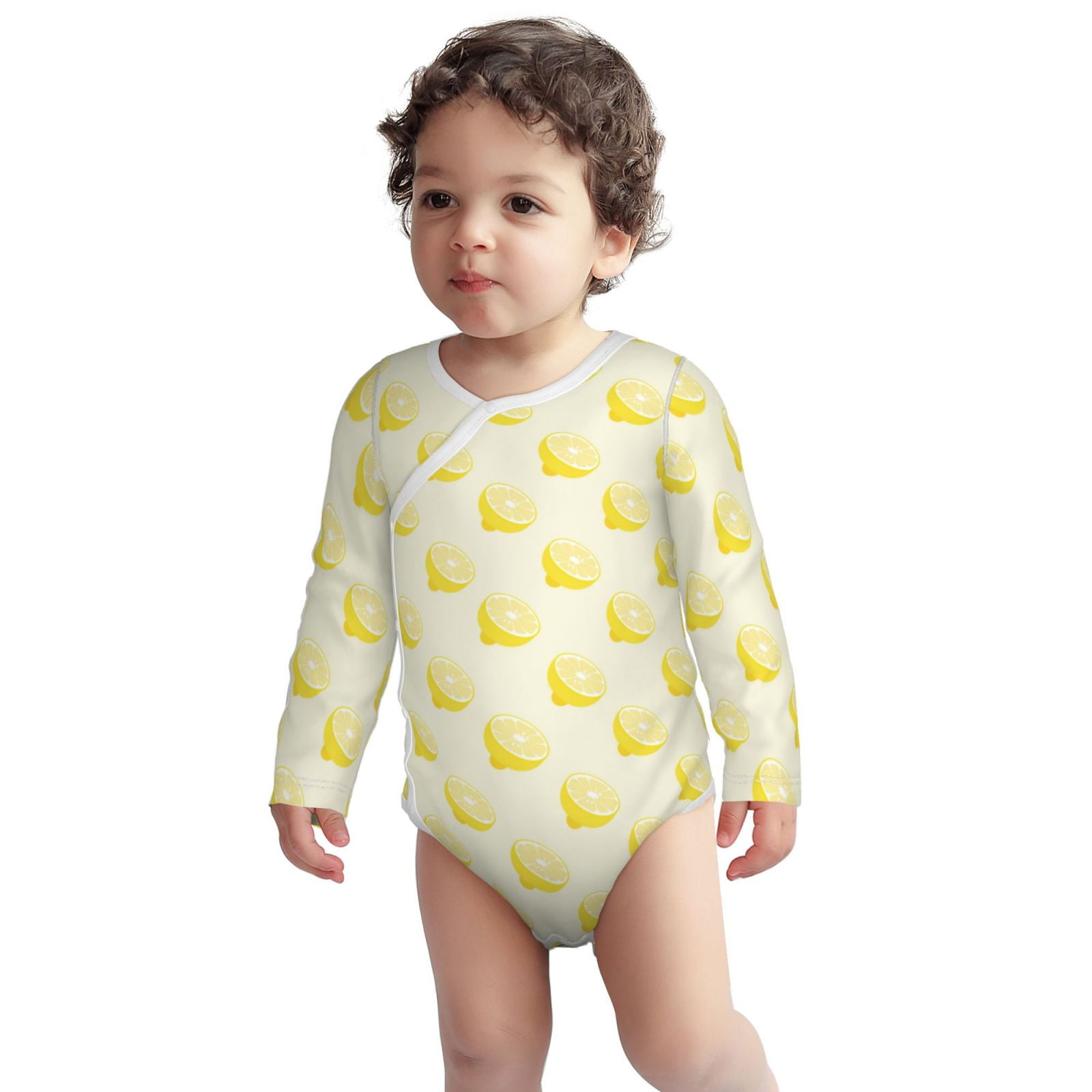 Baby Onesies yellow Lemon slices Cotton Long Sleeve Onesies Girl Boy