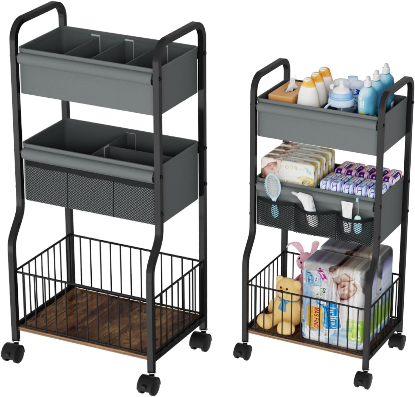 Baby Organizers and Storage, 3-Tier Diaper Caddy Organizer Cart with ...