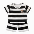 thumbnail image 1 of Baby Outfits Boy Boys Breathable Short Sleeved Two Piece Set Cartoon Dinosaur All Over Print Crewneck Top Elastic Shorts Summer Daily Black 4-5 Years, 1 of 4
