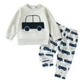 thumbnail image 1 of Baby Outfits Boy Clothes 4T Toddler Baby Boy Clothes Crewneck Sweatshirt Long Sleeve Cute Print Shirt with Pants Fall Winter Outfits Grey 12-18 Months, 1 of 8