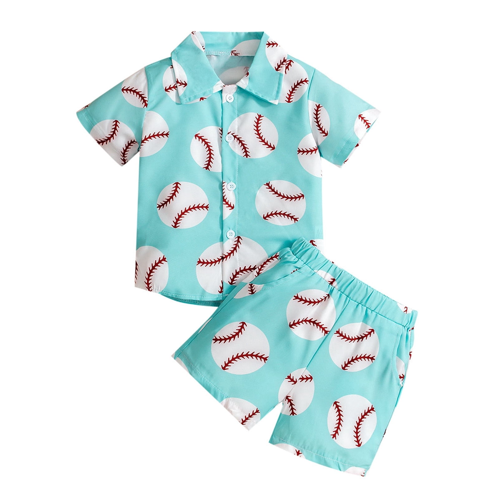 Whimsy Bay Kids Boys Blue Take Me Out to the Baseball Ball Game Shortall main image 1