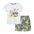 thumbnail image 1 of Baby Outfits Boy Summer Kids Baby Boys Outfits Hawaiian Style Jungle Animal Print Short Sleeve Tops Shorts Set Breathable Lightweight Toddler Boy Outfits White 6 Years-7 Years, 1 of 6