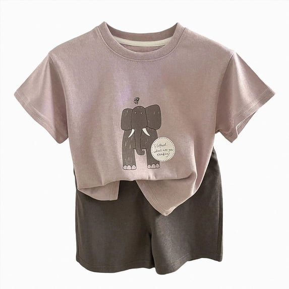 Baby Outfits Boy Toddler Baby Boy Summer Clothes Letter Graphic Short Sleeve Tops Casual Shorts Outfit Set Spring Clothes Purple 12-18 Months