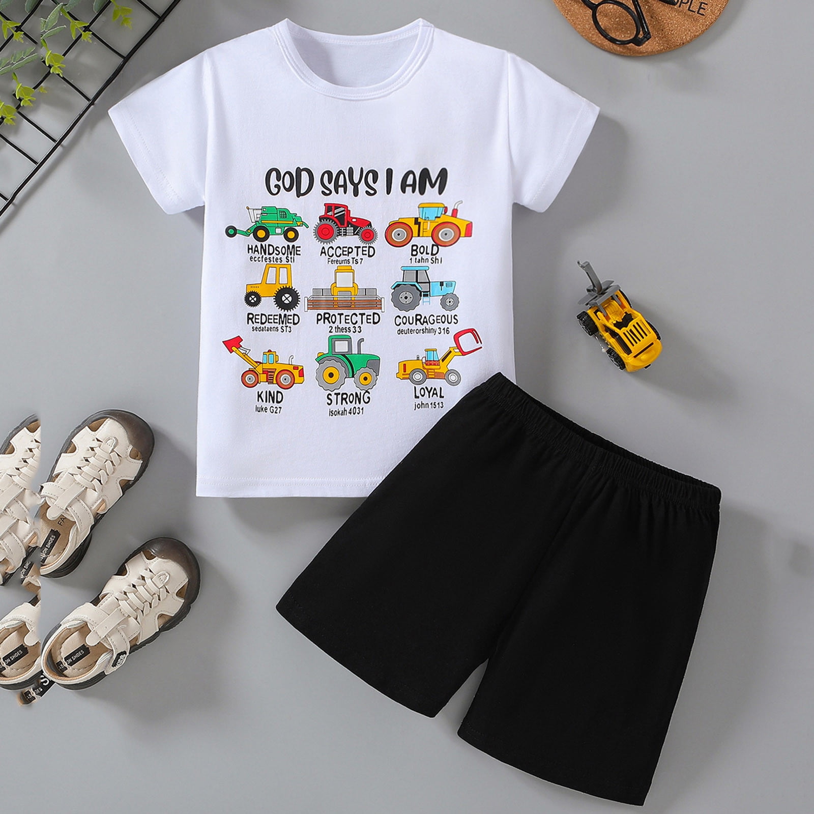 Summer Arrival Baby Kids Boys Cotton Casual Style Cartoon Excavator Pattern Shorts