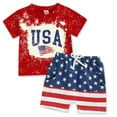 thumbnail image 1 of Baby Outfits Boy Toddler Kids Boys Independence Day 4Th of July Letter Flag Prints Short Sleeve T Shirt Shorts Outfits Toddler Boy Outfits Red 2 Years-3 Years, 1 of 2