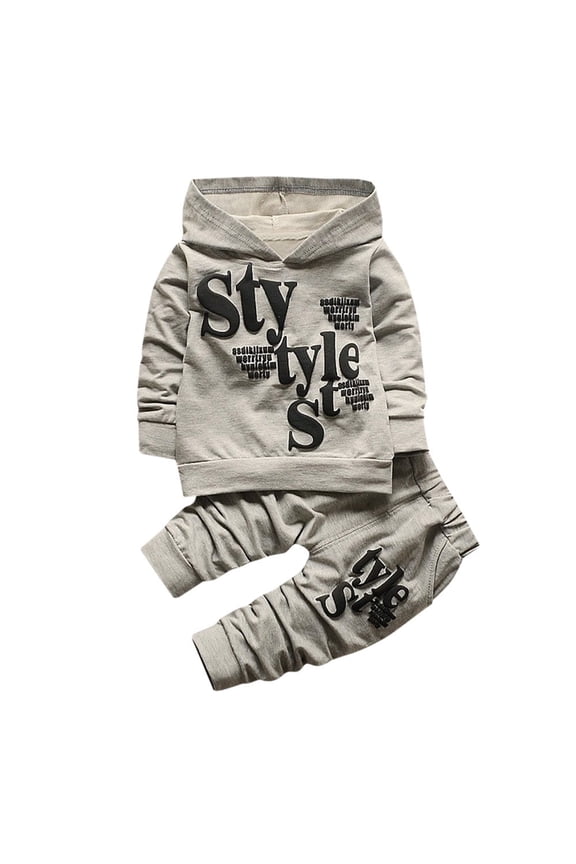 Baby Outfits Boy Winter Toddler Baby Boy Style Letter Print Hood Tops Pattern Pants 2PCS Set Clothes Fall Winters Boy Outfits