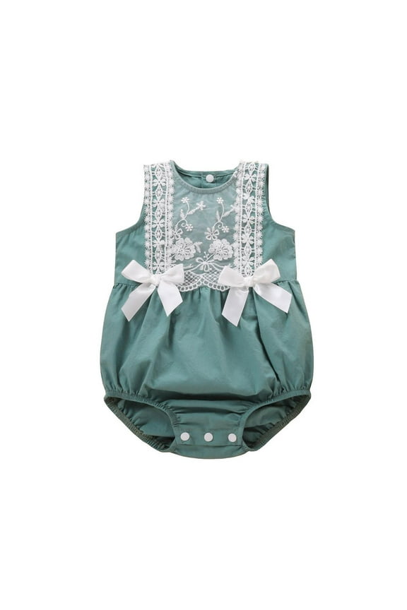 Baby Girl Outfit Cute Pattern Embroider Sleeveless Romper Bodysuit Summer Baby Girl Clothes for 9-12 Months
