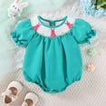 thumbnail image 1 of Girls Outfits Cute Pattern Embroider Short Sleeve Bubble Romper Bodysuit Baby Girl Gifts for 12-18 Months, 1 of 5