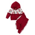 thumbnail image 1 of Baby Outfits For Boys Casual Floral Long Sleeve Hooded Sweartershirt Pants Set Girls Clothes Red, 1 of 1