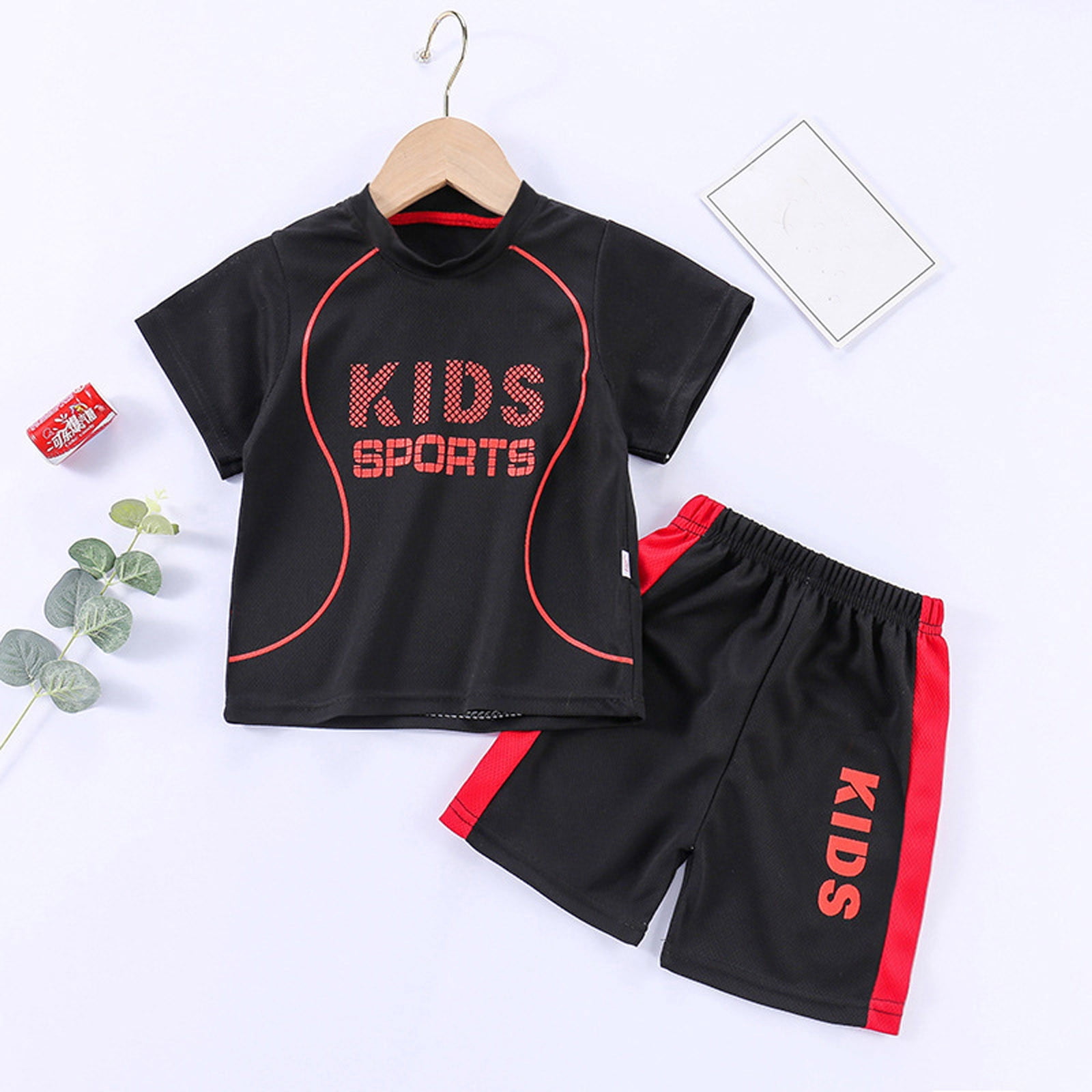 Baby Sports  Shorts – Black with Grey & Red Stripes main image 1