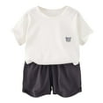 thumbnail image 1 of Baby Outfits Girl Kids Toddler Unisex Spring Summer Short Sleeve Tshirt Shorts Outfits Girls Summer Clothes White 4 Years-5 Years, 1 of 4