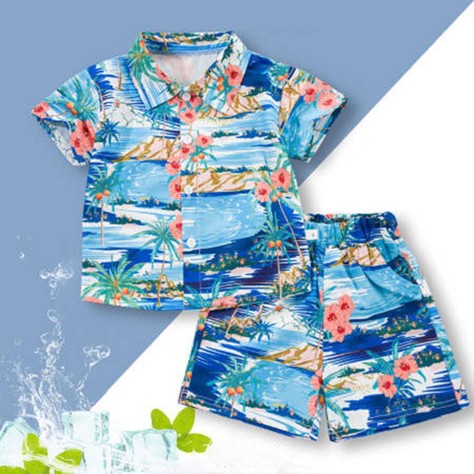 Baby Outfits Hawaiian Style Toddler Kids Boys Tropical Print Shirt and ...