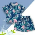 thumbnail image 1 of Baby Outfits Hawaiian Style Toddler Kids Boys Tropical Print Shirt and Elastic Waist Shorts Set for Beach Vacation Outfit Boy Blue 12 Months-18 Months, 1 of 3