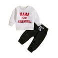 thumbnail image 1 of Baby Outfits Kids Long Sleeve Letter Prints Tops Solid Pants 2Pcs Set Outfits Boy Baby Clothes Black 6 Months-12 Months, 1 of 7