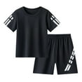 thumbnail image 1 of Baby Outfits Kids Spring Summer Short Sleeve Sports Tshirt Shorts Outfits Daily Unisex Baby Clothes Black 10 Years-12 Years, 1 of 4