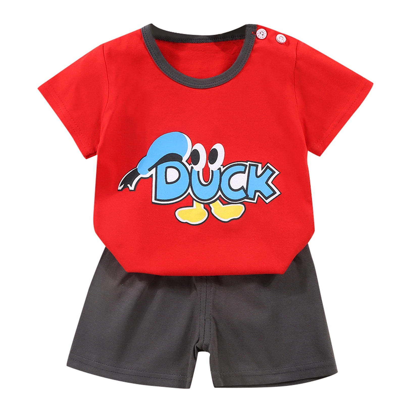 Baby Outfits Short Sleeve Cartoon Animals Print Shoulder Buttons T ...