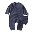 thumbnail image 1 of Baby Outfits Solid Color Onesie High Elastic Home Cotton Fart Pajamas Air Conditioning Baby Boy Clothes Blue 6 Months-12 Months, 1 of 3