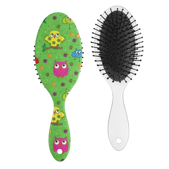 Baby Owl Hair Brush - Cute Cartoon Owl with Big Eyes, Ergonomic Handle for Easy Grip