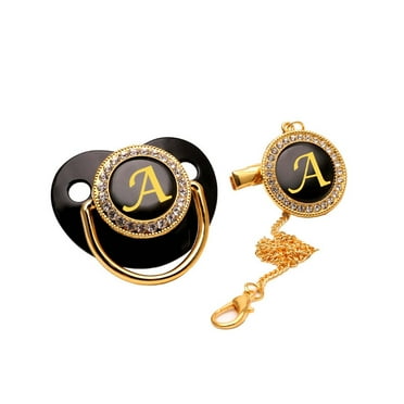 Baby Pacifier 26 Letter Name Initial Clip Silicone Infant Nipple Bling Newborn Pacifier