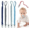thumbnail image 1 of Baby Pacifier Clips for Boys and Girls, Viaky Multicolor Pacifier Holder Straps Handmade Braided Cotton Modern Unisex, Binky Leash Smoother Teething Toys Anti-Drop Clip Infant Newborn 0-6 Month 6 pcs, 1 of 7