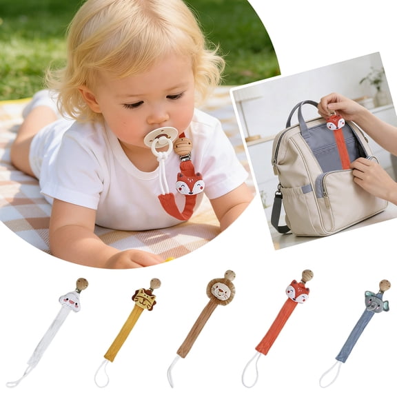 Baby Pacifier Holder with Soft Silicone Teether and Adjustable Strap for Secure Attachment to Summer