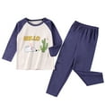 thumbnail image 1 of Baby Pajamas Long Sleeve Cartoon Prints Crewneck Pullover Tops Pants Two Pieces Set Boys' Sleepwear Purple 80(6 Months-12 Months), 1 of 1