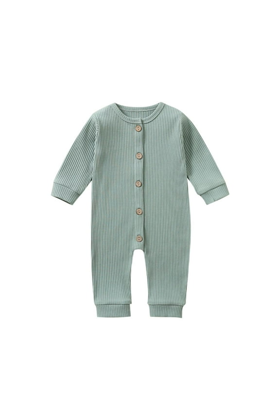 Baby Pajamas, Newborn Sleepers, Children's Solid Color Round Neck Long Sleeved Long Crawling Clothes Newborn Jumpsuit Bag Fart Clothes Crawling Clothes Long Sleeved Long Crawling Clothes, 9 Months