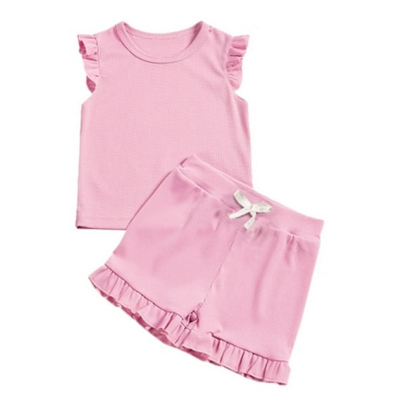 Baby Pajamas Set Sleeveless Pullover Crewneck Soft Shirts and Shorts Set Sleepwear Loungewear Set Baby Pajamas for Girls 6-12 Months