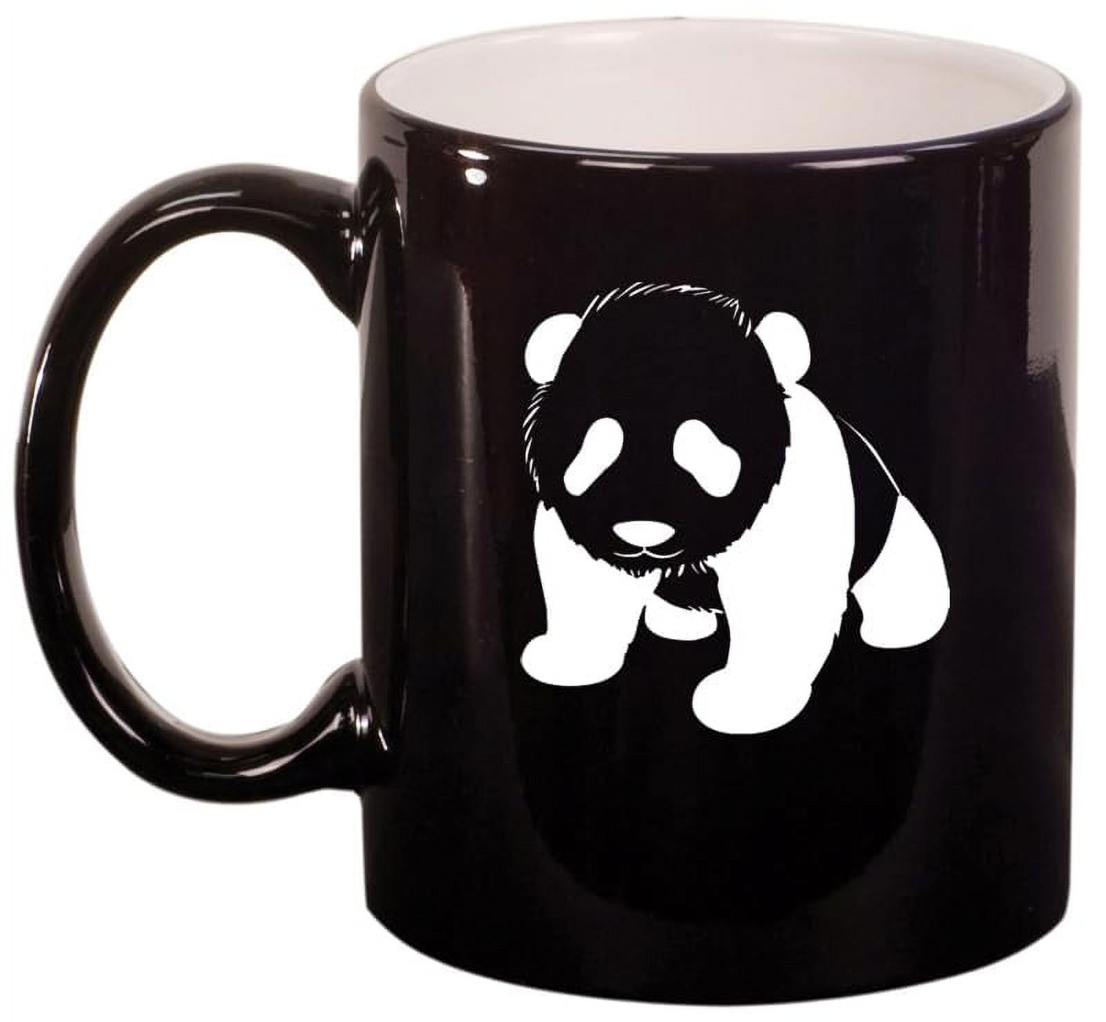 Baby Panda Ceramic Coffee Mug Tea Cup Gift for Her, Him, Friend, Coworker, Wife, Husband, Animal Lover (11oz Gloss Black)