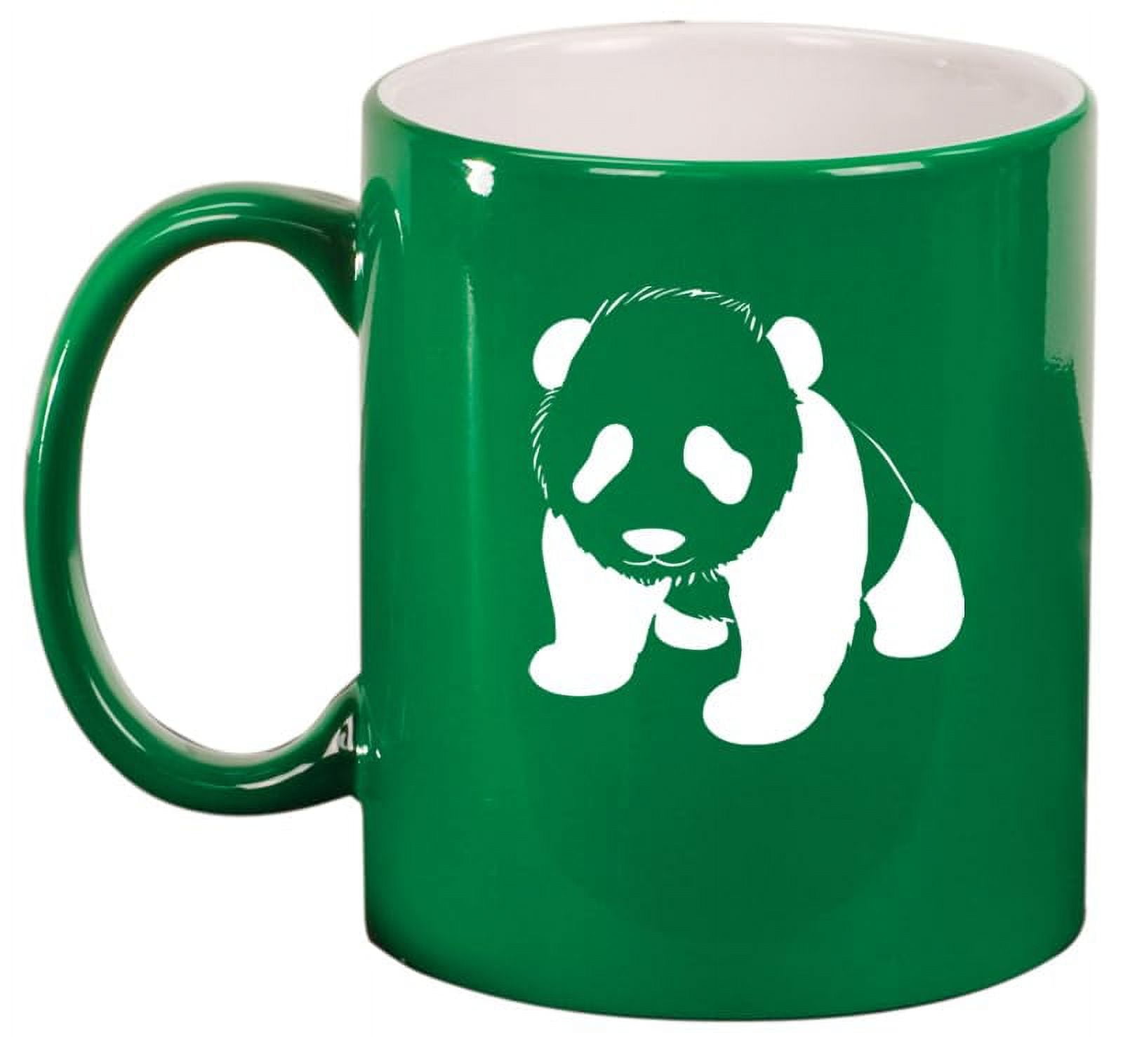 Baby Panda Ceramic Coffee Mug Tea Cup Gift for Her, Him, Friend, Coworker, Wife, Husband, Animal Lover (11oz Green)