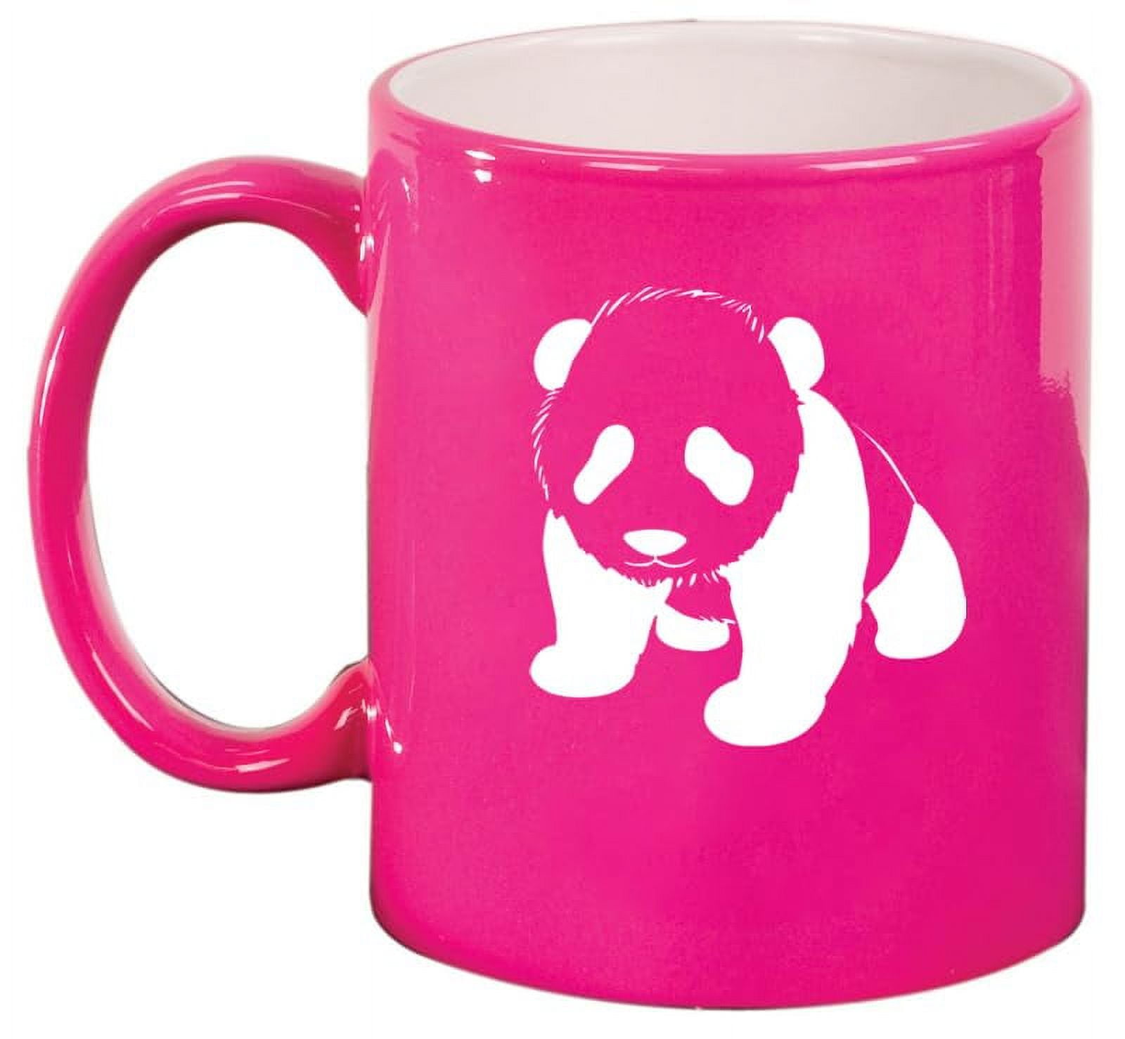 Baby Panda Ceramic Coffee Mug Tea Cup Gift for Her, Him, Friend, Coworker, Wife, Husband, Animal Lover (11oz Hot Pink)