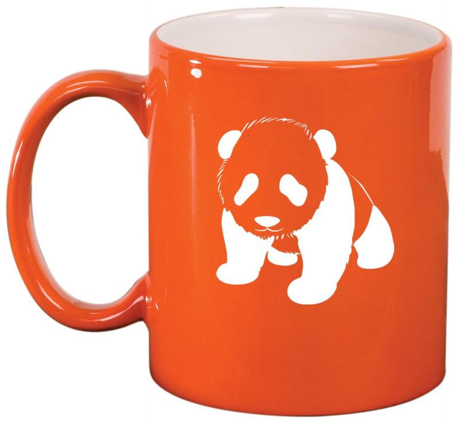 Baby Panda Ceramic Coffee Mug Tea Cup Gift for Her, Him, Friend, Coworker, Wife, Husband, Animal Lover (11oz Orange)