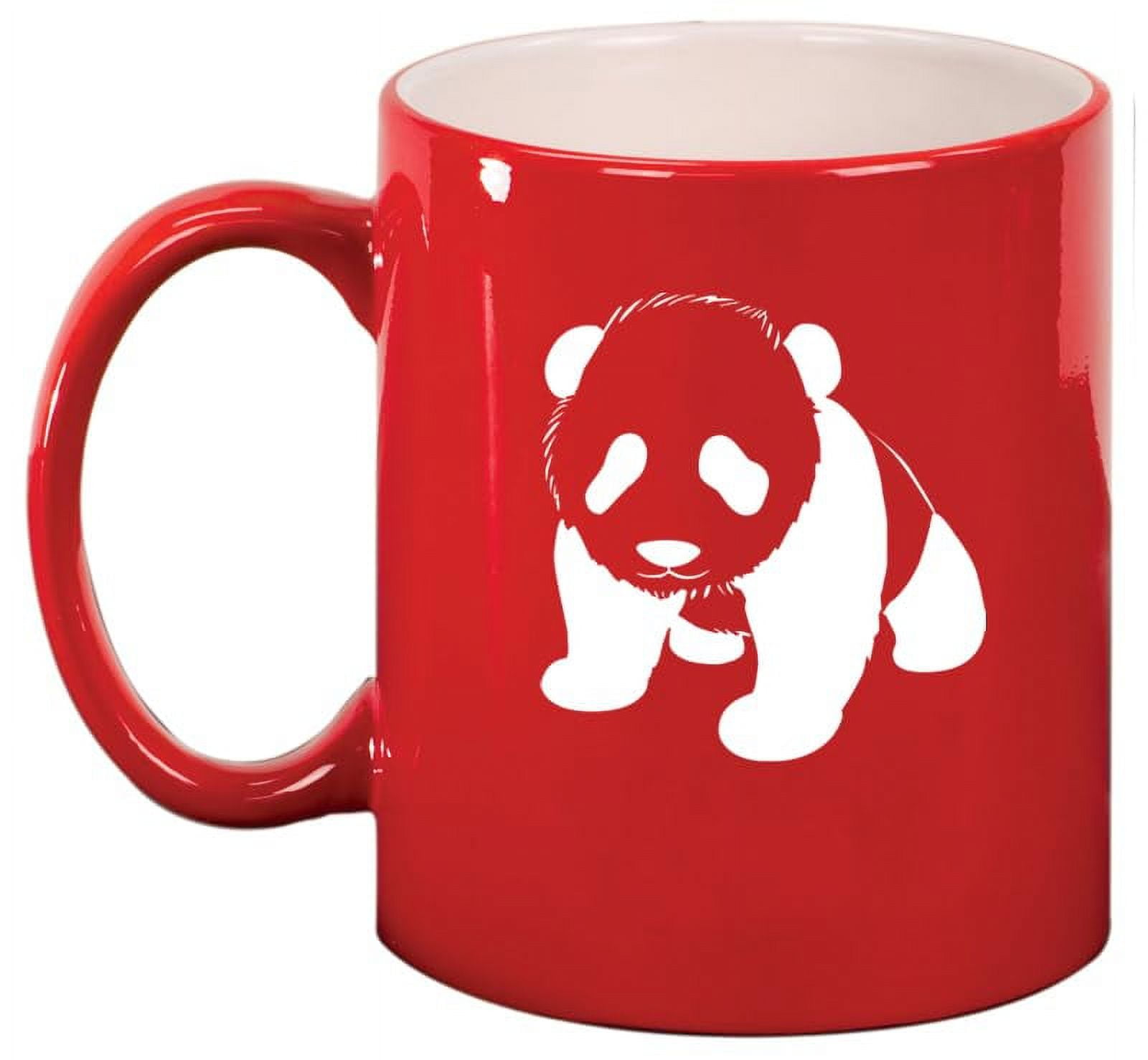 Baby Panda Ceramic Coffee Mug Tea Cup Gift for Her, Him, Friend, Coworker, Wife, Husband, Animal Lover (11oz Red)