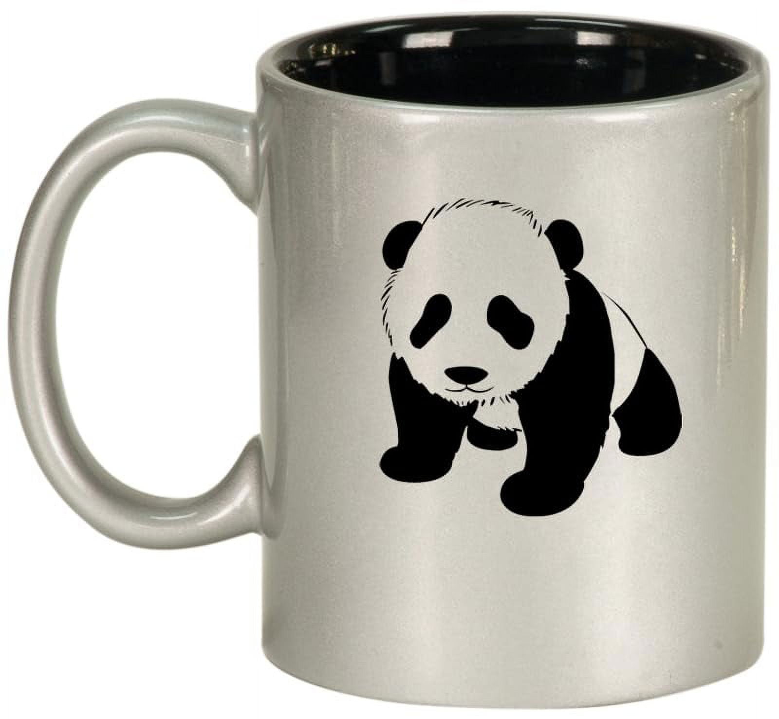 Baby Panda Ceramic Coffee Mug Tea Cup Gift for Her, Him, Friend, Coworker, Wife, Husband, Animal Lover (11oz Silver)