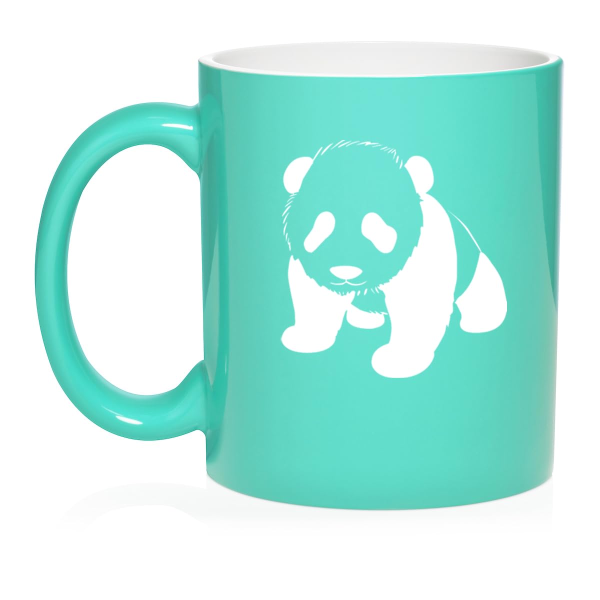Baby Panda Ceramic Coffee Mug Tea Cup Gift for Her, Him, Friend, Coworker, Wife, Husband, Animal Lover (11oz Teal)