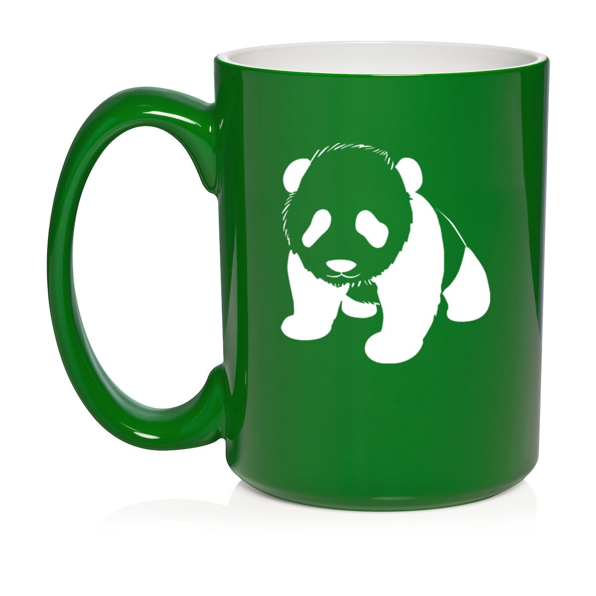 Baby Panda Ceramic Coffee Mug Tea Cup Gift for Her, Him, Friend, Coworker, Wife, Husband, Animal Lover (15oz Green)