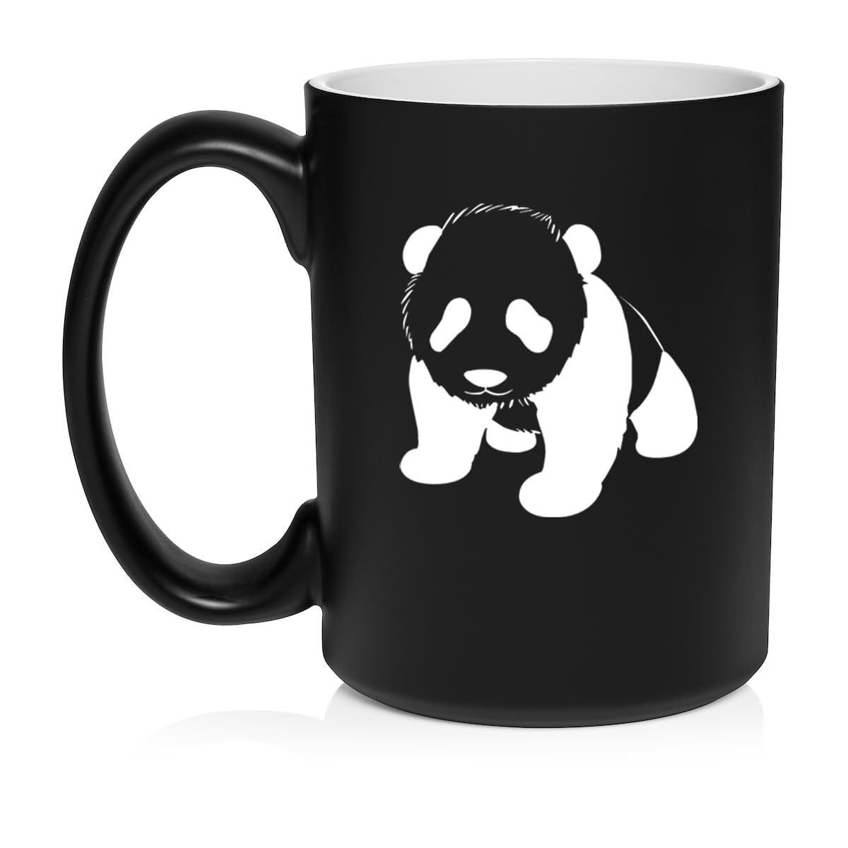 Baby Panda Ceramic Coffee Mug Tea Cup Gift for Her, Him, Friend, Coworker, Wife, Husband, Animal Lover (15oz Matte Black)